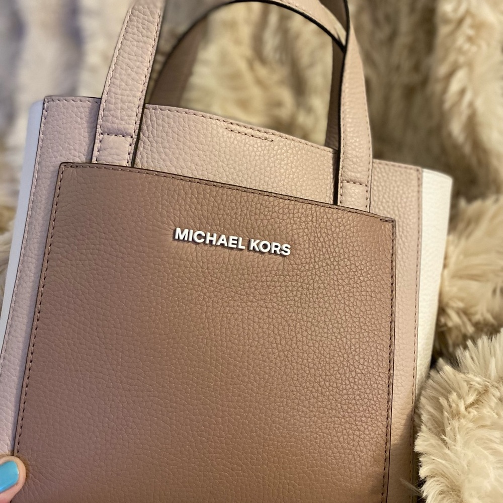 Michael Kors Mauve/Tan Pebbled Leather Tote
